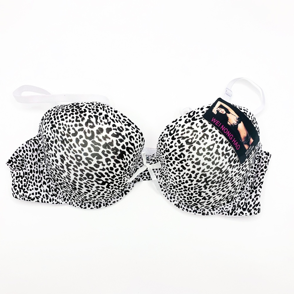Bra Padded Animal Print Pattern White